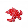 A bright red 3D printed articulated turtle figurine decoration.