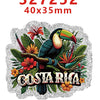Silver glitter acrylic charms featuring a Costa Rican toucan and tropical leaves for DIY hair bows.