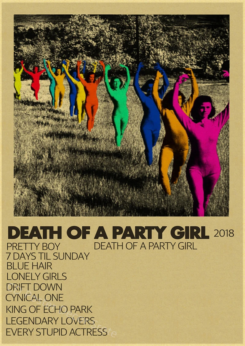 A black and white poster featuring a group of women with raised arms against a dark background.