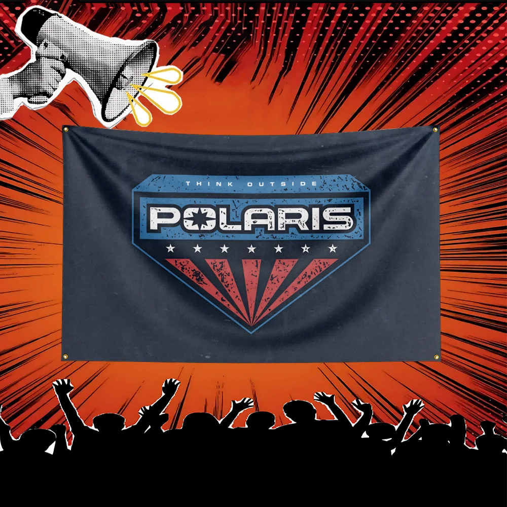 A dark banner featuring the Polaris logo with stars against a red and black background, set within a burst of light.