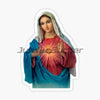 A depiction of the Virgin Mary with a white veil and pink garment.