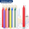 A collection of twenty hand-poured soy wax stick candles in various colors, including red, purple, orange, black, blue, and g