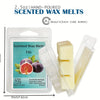A package of 2.5oz hand-poured scented wax melts featuring fig botanicals and several wax cubes.