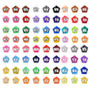 A grid of 26 colored fuse beads organized by letter and number for DIY crafting projects