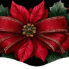 Festive Christmas fireplace scarf featuring a red bow and green pine with red berries print
