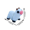 A white and brown cartoon animal figurine with a pink nose, shown from the side.