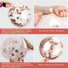 Instructions for inflating and knotting rose gold foil balloons for birthday party decor