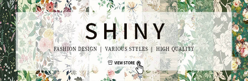 Bannière avec le mot SHINY, slogan Fashion Design Divers Styles Haute Qualité et un lien vers la boutique