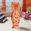 Gold-plated ceramic tabletop vase with red and gold floral patterns
