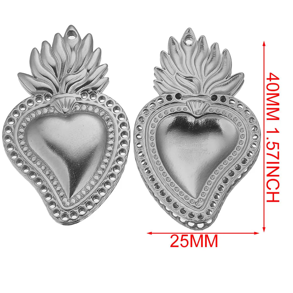 Gold Sacred Heart Charms for Jewelry Making