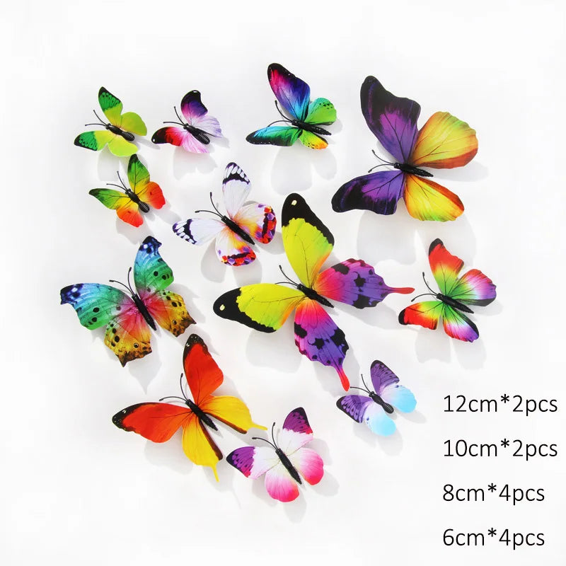 A collection of colorful 3D butterfly wall stickers in various sizes and colors.