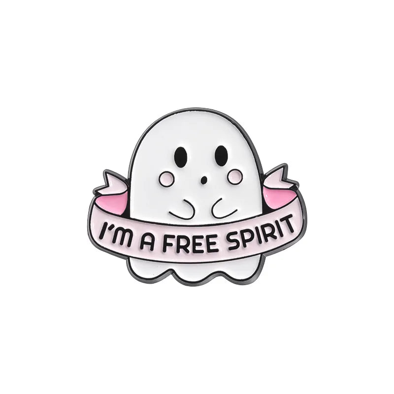 Halloween Enamel Pins Set - Cute Ghost, Black Cat, and Pumpkin Brooches for Kids