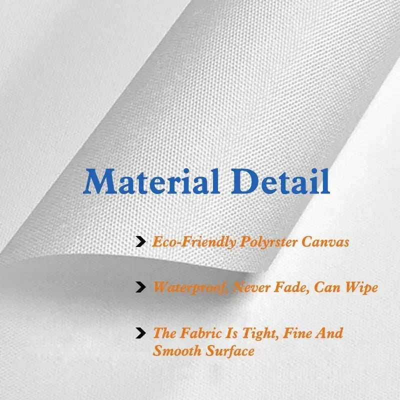 Close-up detail of a white fabric material used for an inspirational quote canvas art poster.