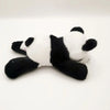 A cute plush panda with black and white markings is shown against a white background.