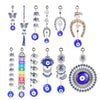 A collection of Turkish blue eye amulets featuring various charms and designs.