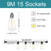 A string of 9M 15 sockets LED lights with E12/C7 bases for outdoor decoration