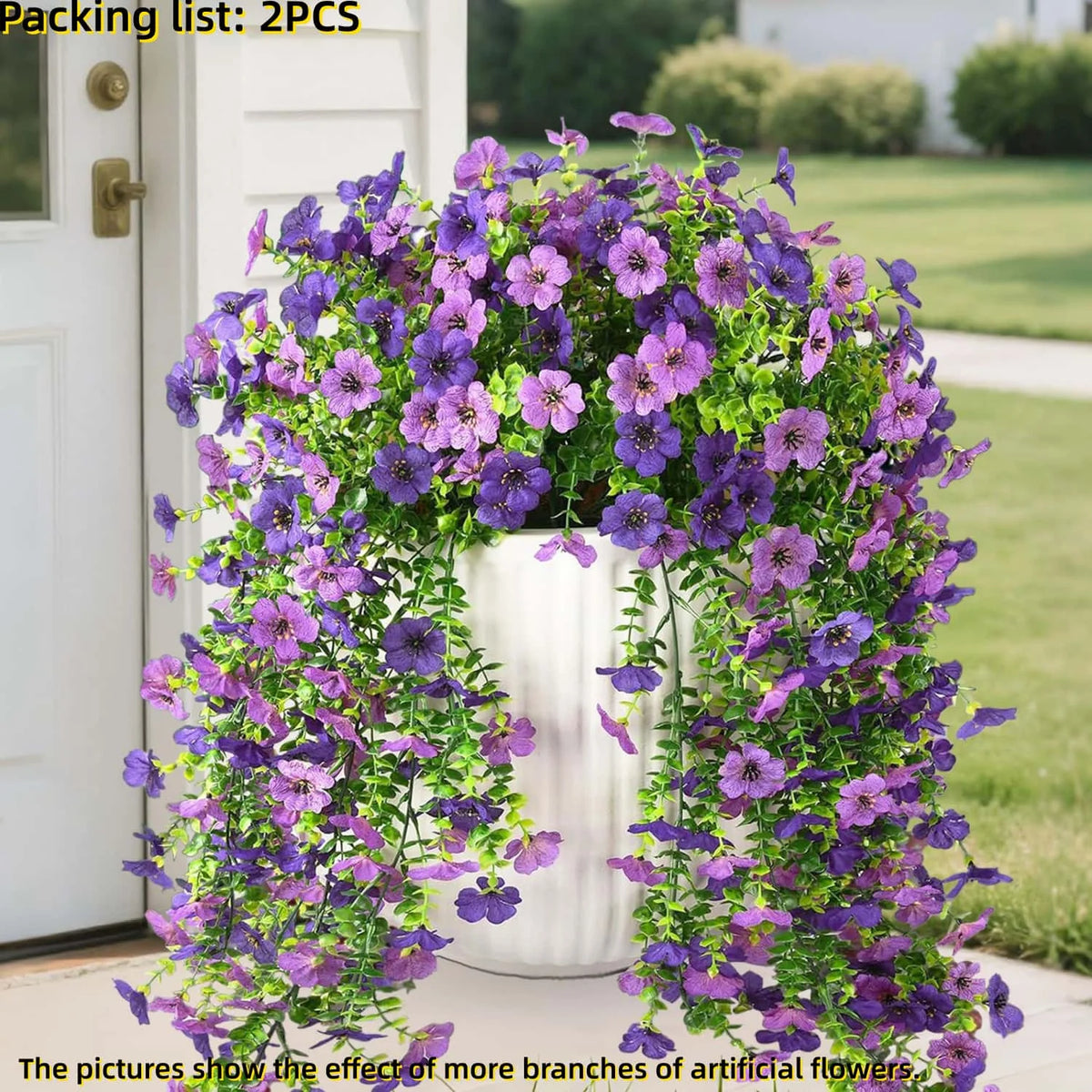 A dense archway of purple and pink faux silk flowers used for outdoor garden decoration.