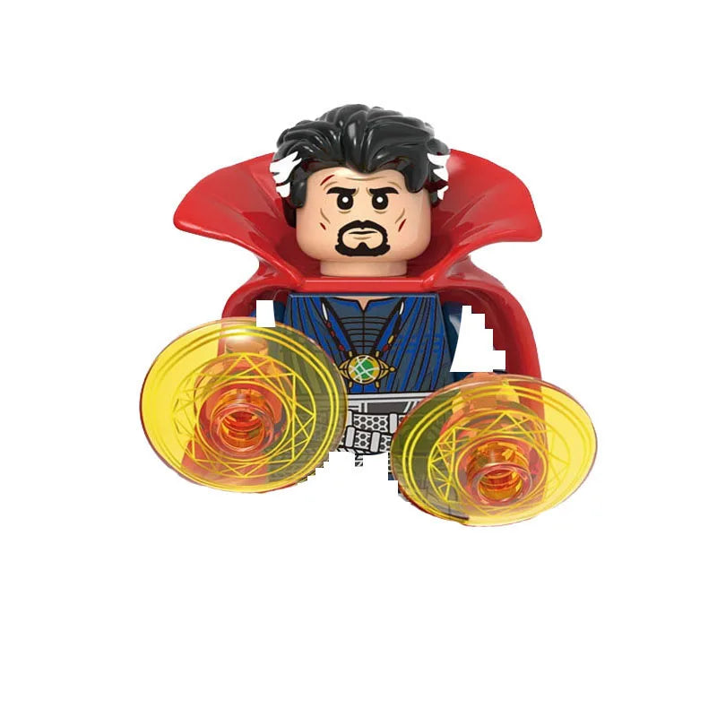 Horror movie icon building blocks set featuring a character with dark hair and a red cape.