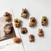 A set of adorable guinea pig refrigerator magnets in various shades of brown and orange.
