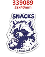 A purple and white illustration of a fox head with the text MAKE ME NICER on an acrylic charm.