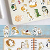 A collection of watercolor cat stickers featuring various poses and expressions on a white background.