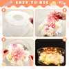 Four steps showing how to use clear acrylic cake display stands to arrange and present flowers.