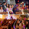 A collage showing people celebrating various events like a wedding, birthday party, concert, and New Year's Eve with glow sti