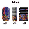 A set of 40 pieces of Five Nights at Freddy's birthday party supplies including various animatronic figures and accessories.