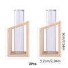 A glass test tube propagation station featuring a clear glass tube held in a wooden frame for plant propagation.