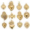 Gold Sacred Heart Charms for Jewelry Making