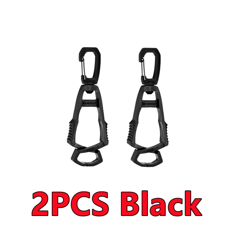 Two black durable glove clip holders for securing gloves.