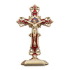 Golden Crucifix Figurine with Enamel Accents