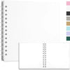 A spiral-bound notebook with white paper and a vertical color palette strip on the right side.