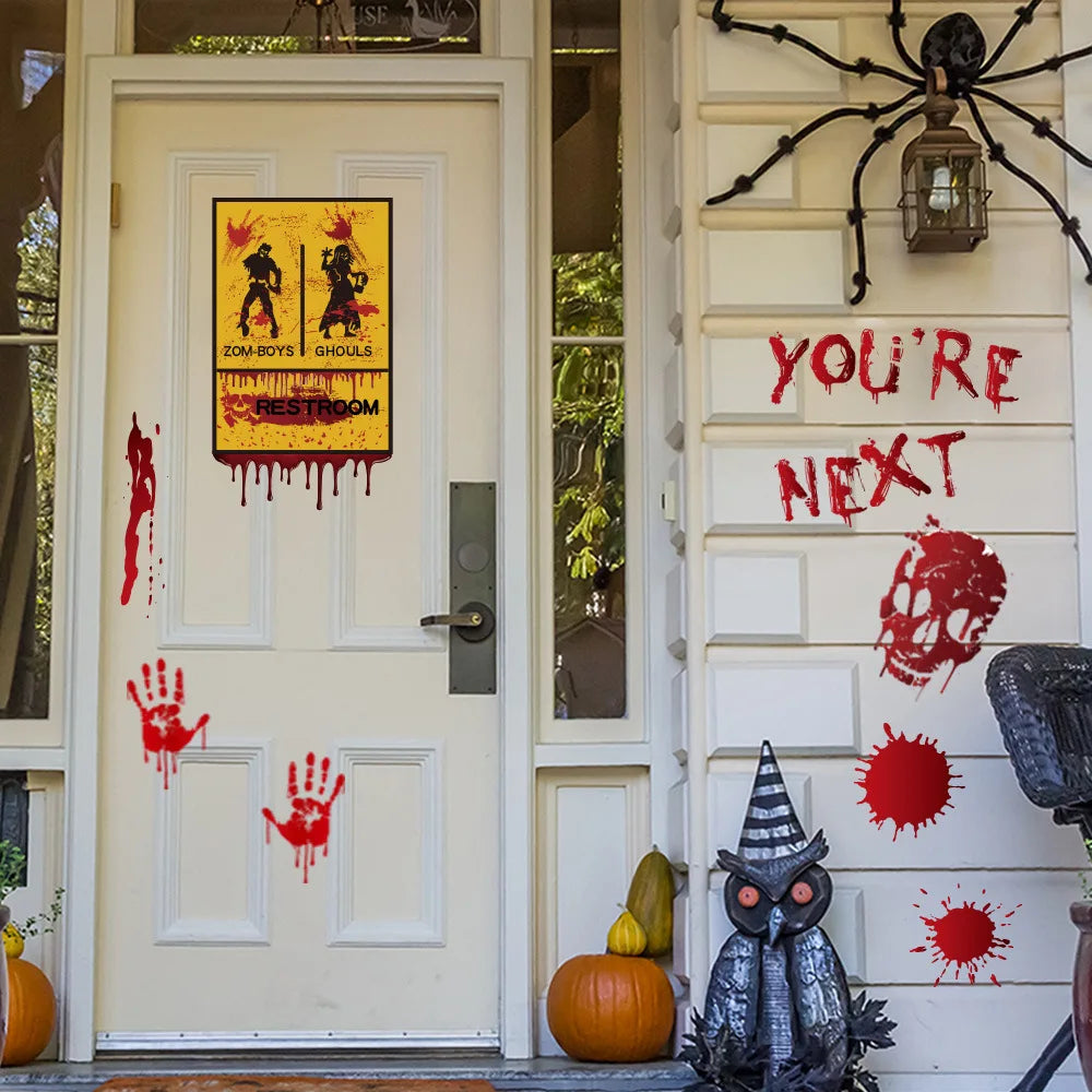 Halloween Bloodstain Sticker Set with Handprints, Footprints & Skulls