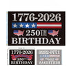 لافتة سوداء تحمل نص 1776-2026 و 250th BIRTHDAY بتصميم علم أمريكي.