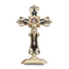 Golden Crucifix Figurine with Enamel Accents