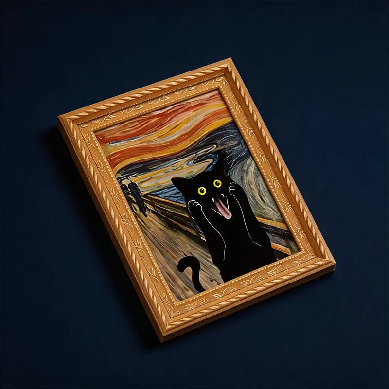 3D Cat Pizza Fridge Magnet with Photo Frame