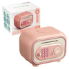 A pink fingerprint password piggy bank for kids is shown in its box and standalone form.
