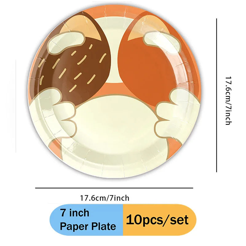 A set of 10 paper plates featuring brown and orange designs for parties and picnics.