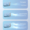 A portable multi-use cooling fan shown in three gears with varying wind settings: First gear (Face Breeze), Second gear (Fres