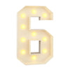 A large, illuminated number six made of light-up balloons for party decorations.