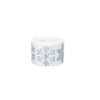 Roll of glittery laser Christmas snowflake stickers on a white background