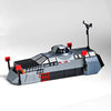 A black and silver Tornado Intercept Vehicle 3D printed display model with a radar antenna.