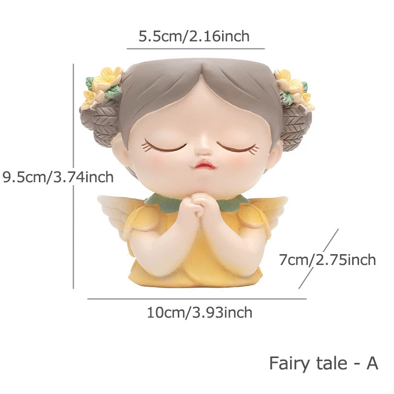 Resin Cartoon Girl Flower Planter