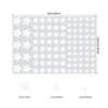 A sheet of white star wall decals with a grid pattern, showing various sizes including 3cm, 2cm, and 1.5cm stars.