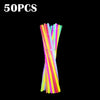 A bundle of colorful glow sticks in various neon colors, including pink, green, and yellow.