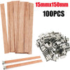 100 chevilles en bois de 15x150mm pour bougies à la cire de soja