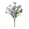 A bouquet of artificial silk purple and green flowers on a stem for home decor