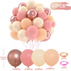 A pack of 52 metallic pearl and matte pink balloons for party decor, including various sizes and confetti accents.