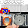 A clear plastic CD keychain featuring an orange sun effect on a snowy landscape, held by a hand.